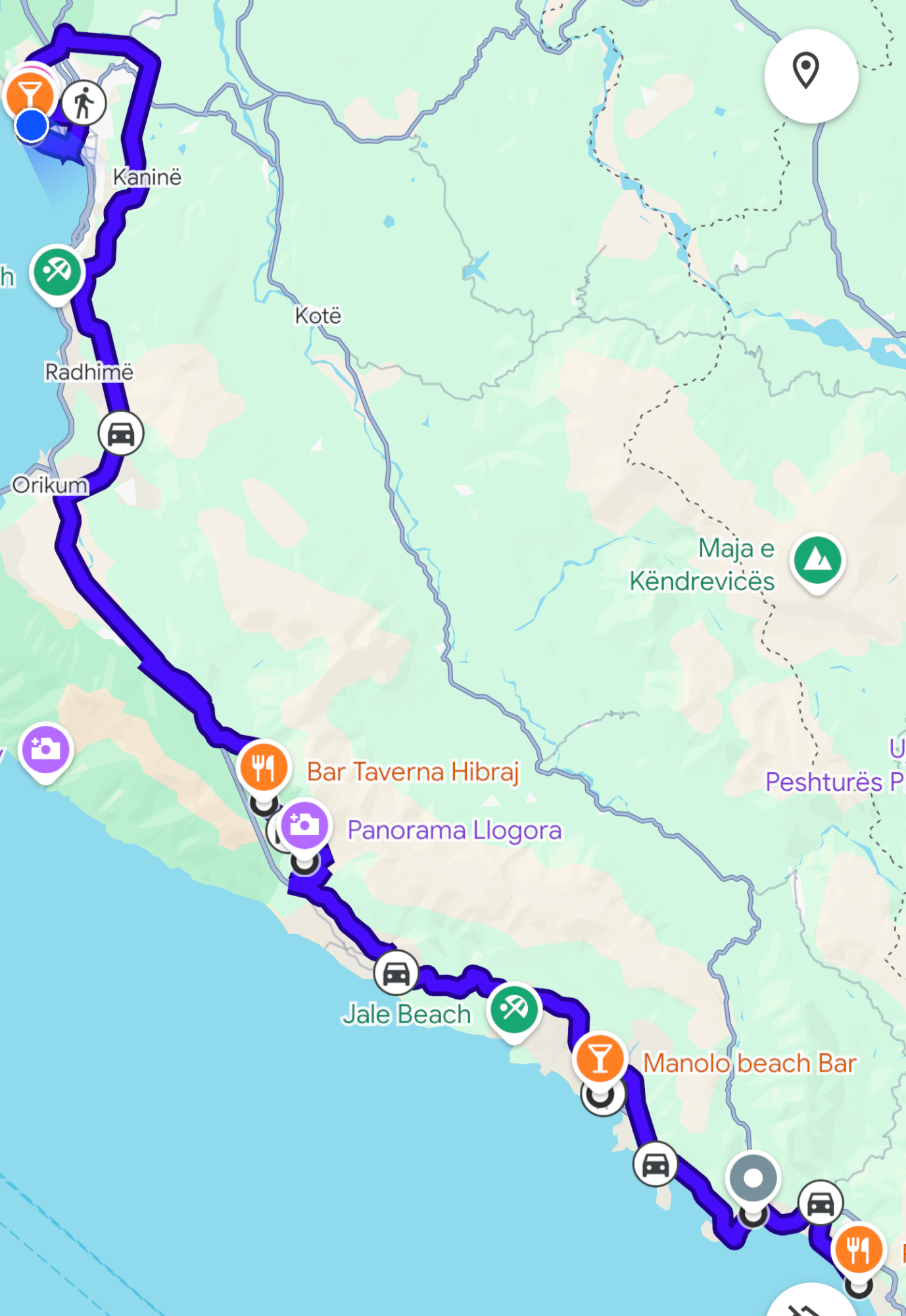 Route von Borsh über den Llogara-Pass nach Vlorë
