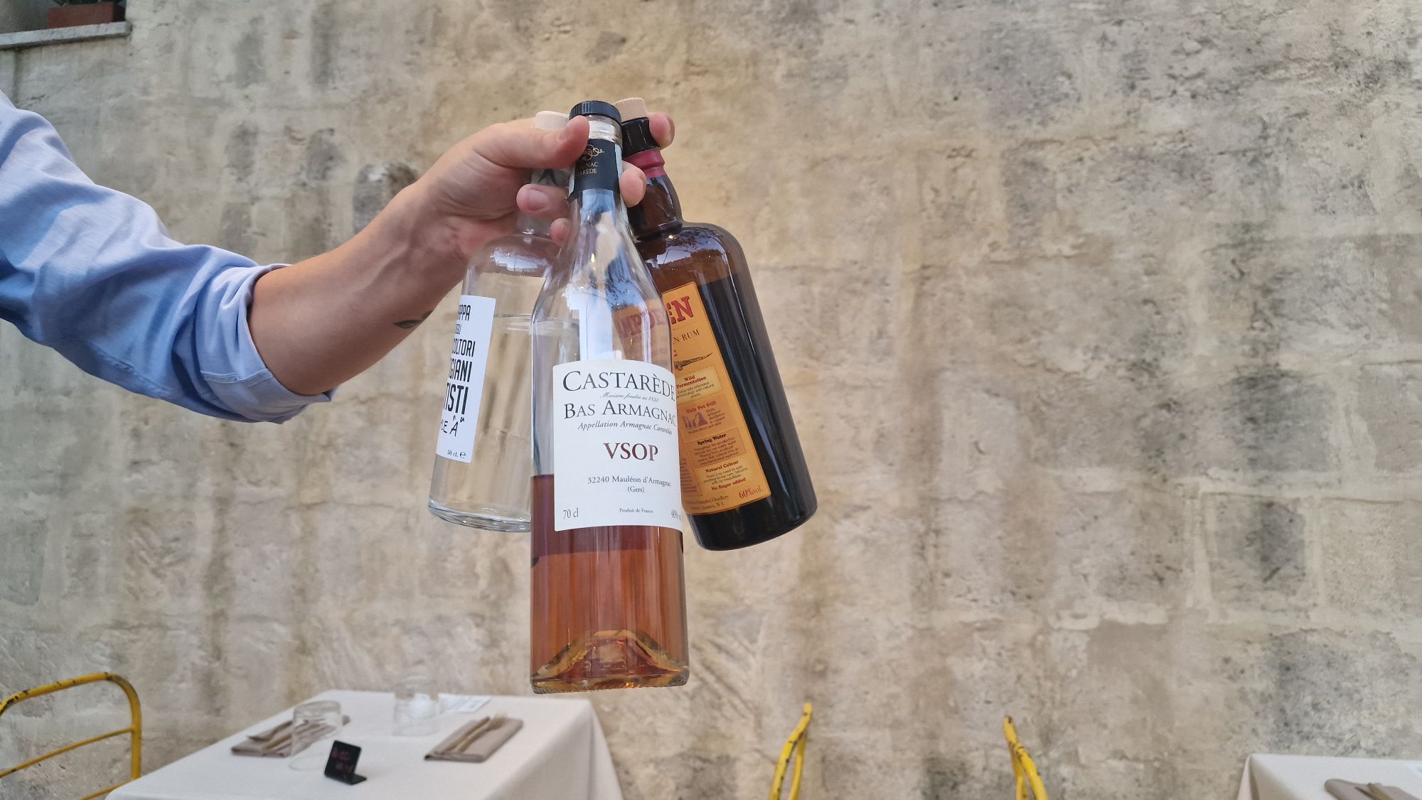 Auswahl aus Grappa, Armagnac und Rum zum Digestif