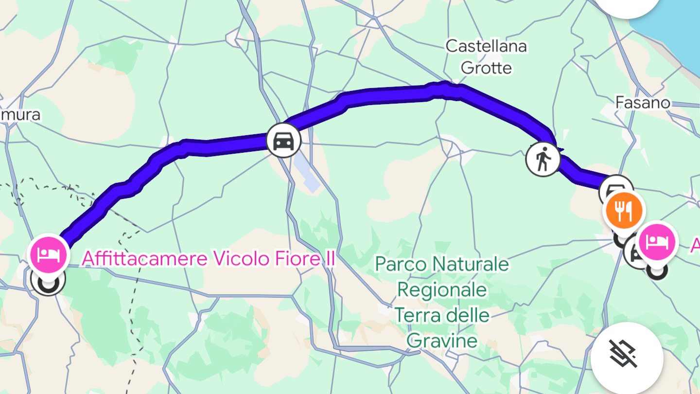 Route von Matera nach Apulien
