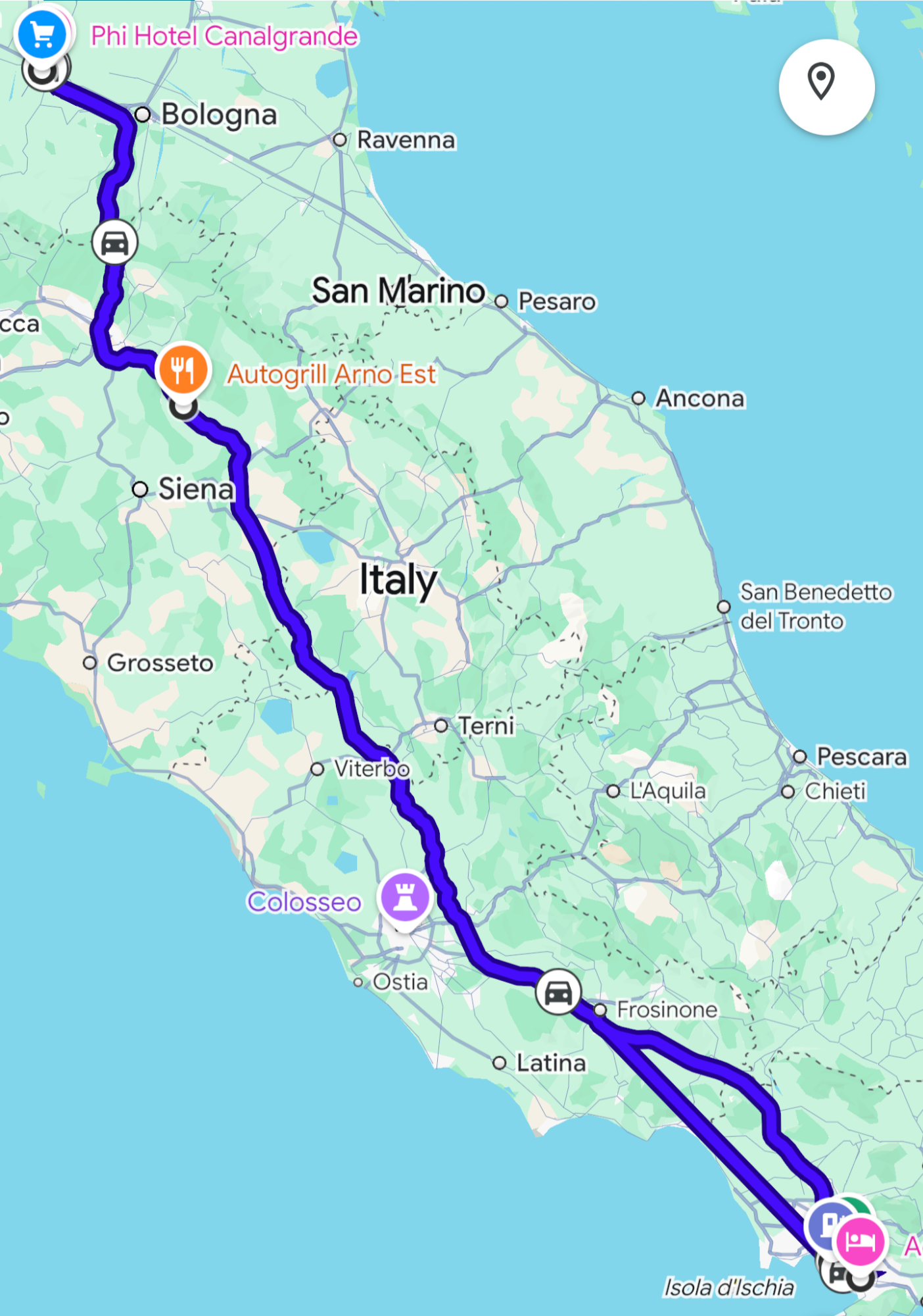 Route vom Vesuv nach Modena